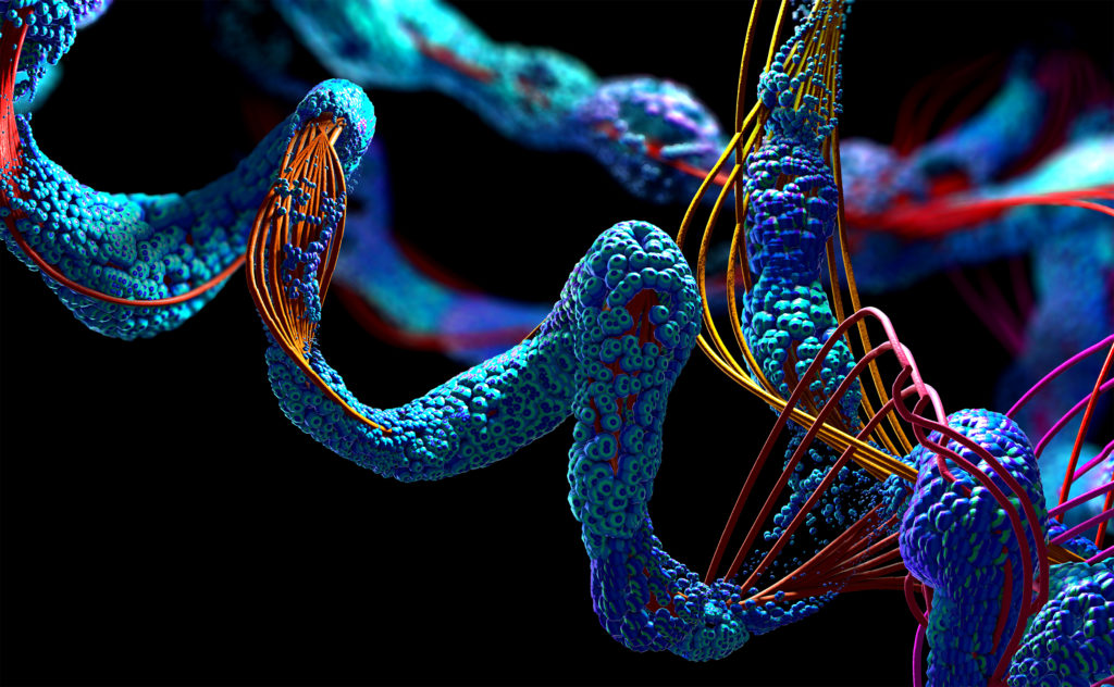 Chain of amino acids or proteins - 3D illustration